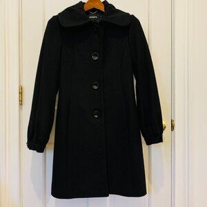 Guess Button-Up Wool Coat Mid Length Button Jacket Black Size Small